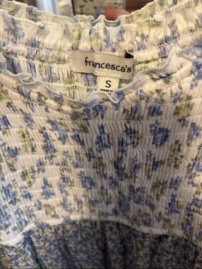 NWT Francesca's Blue and Cream Floral Smocked Dress